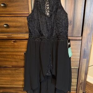 by & by Black Lace High Low Dress